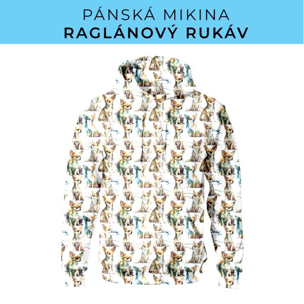 PÁNSKÝ střih - mikina raglan ZÁKLADNÍ s kapucí