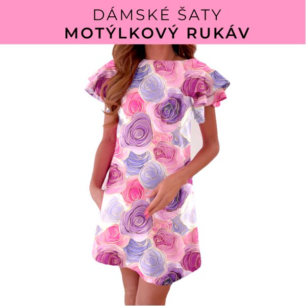 DÁMSKÝ střih - šaty s motýlkovým rukávem