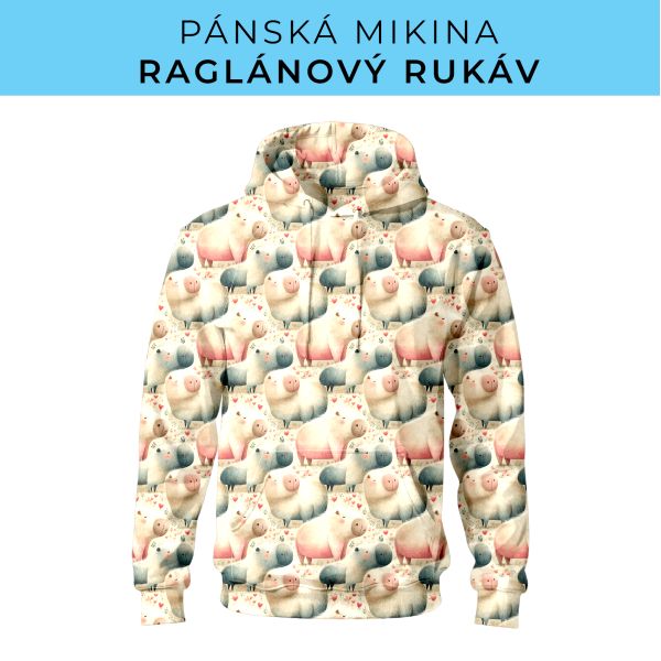 PÁNSKÝ střih - mikina raglan ZÁKLADNÍ s kapucí