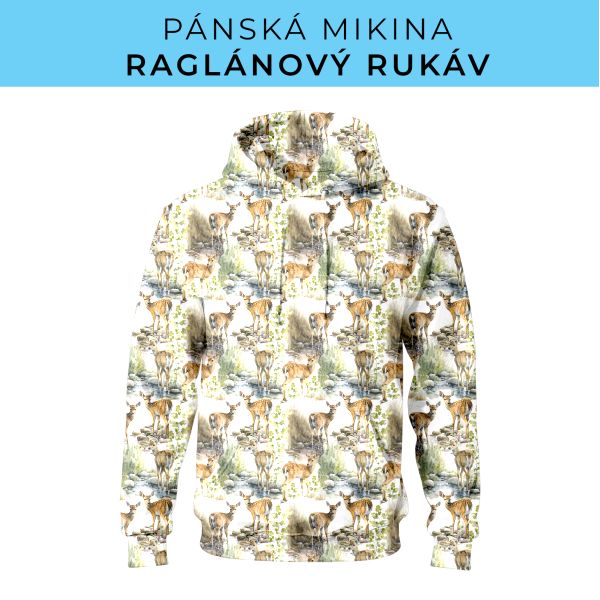 PÁNSKÝ střih - mikina raglan ZÁKLADNÍ s kapucí