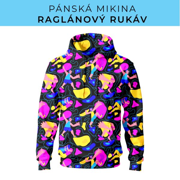 PÁNSKÝ střih - mikina raglan ZÁKLADNÍ s kapucí