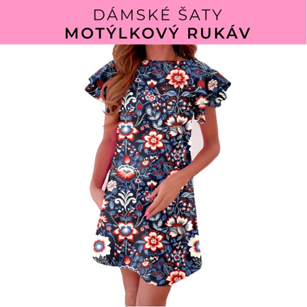 DÁMSKÝ střih - šaty s motýlkovým rukávem