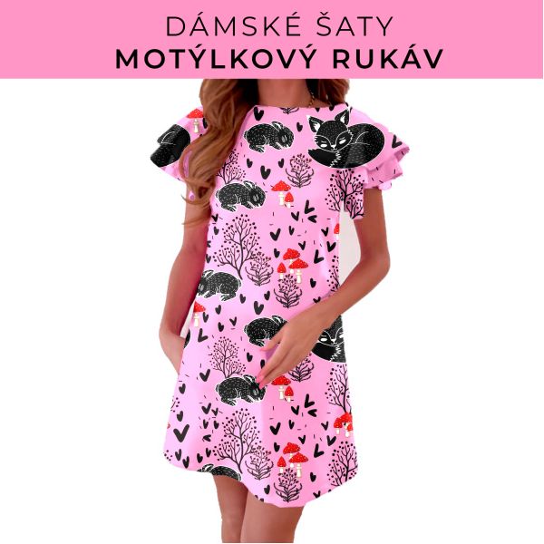 DÁMSKÝ střih - šaty s motýlkovým rukávem
