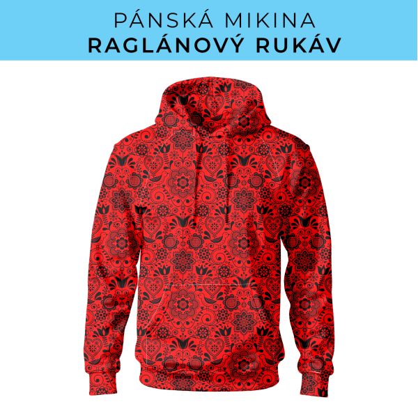 PÁNSKÝ střih - mikina raglan ZÁKLADNÍ s kapucí