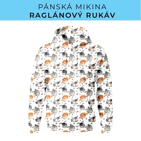 PÁNSKÝ střih - mikina raglan ZÁKLADNÍ s kapucí