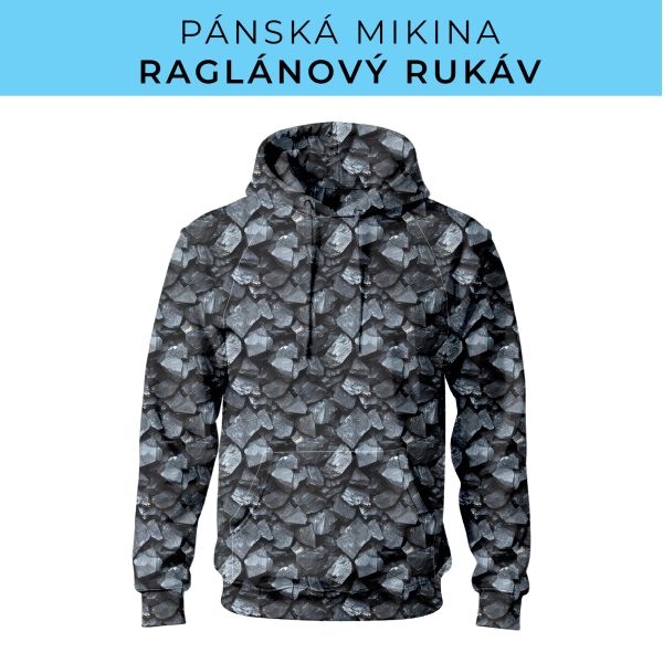 PÁNSKÝ střih - mikina raglan ZÁKLADNÍ s kapucí