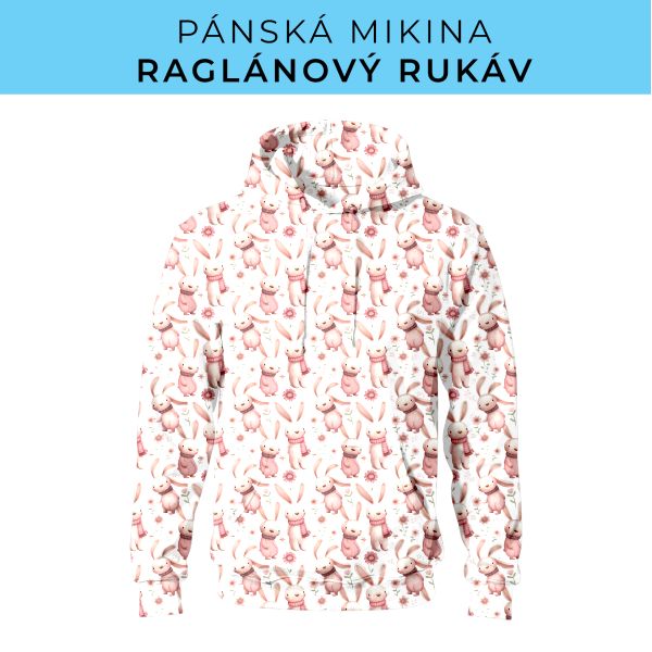 PÁNSKÝ střih - mikina raglan ZÁKLADNÍ s kapucí