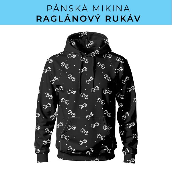 PÁNSKÝ střih - mikina raglan ZÁKLADNÍ s kapucí