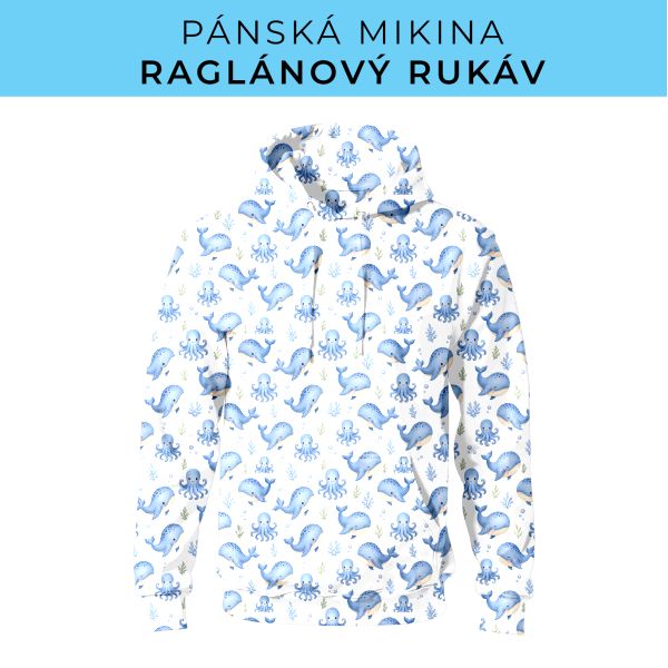 PÁNSKÝ střih - mikina raglan ZÁKLADNÍ s kapucí