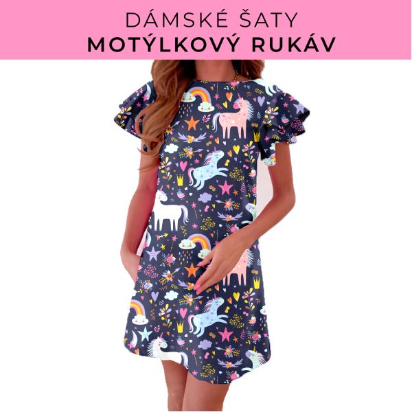 DÁMSKÝ střih - šaty s motýlkovým rukávem