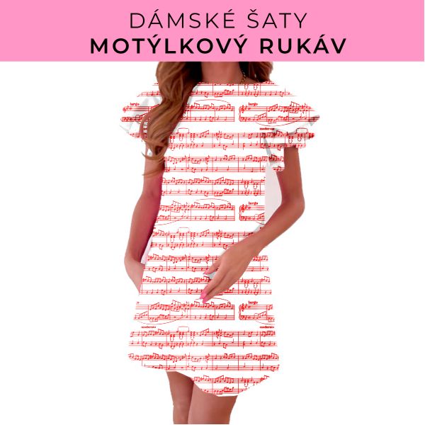 DÁMSKÝ střih - šaty s motýlkovým rukávem