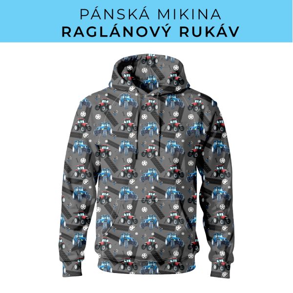 PÁNSKÝ střih - mikina raglan ZÁKLADNÍ s kapucí