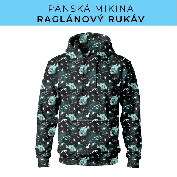 PÁNSKÝ střih - mikina raglan ZÁKLADNÍ s kapucí