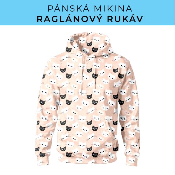 PÁNSKÝ střih - mikina raglan ZÁKLADNÍ s kapucí