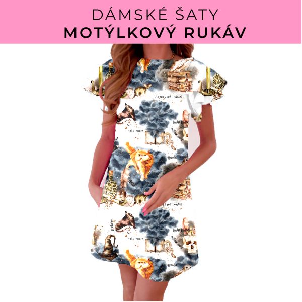 DÁMSKÝ střih - šaty s motýlkovým rukávem