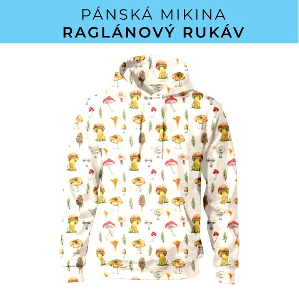 PÁNSKÝ střih - mikina raglan ZÁKLADNÍ s kapucí