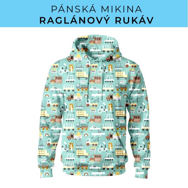 PÁNSKÝ střih - mikina raglan ZÁKLADNÍ s kapucí