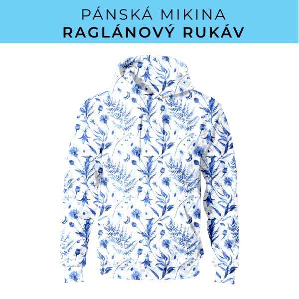 PÁNSKÝ střih - mikina raglan ZÁKLADNÍ s kapucí