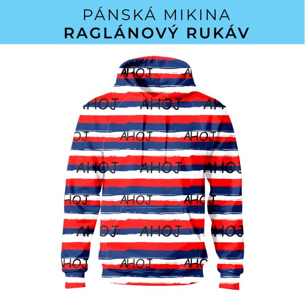 PÁNSKÝ střih - mikina raglan ZÁKLADNÍ s kapucí