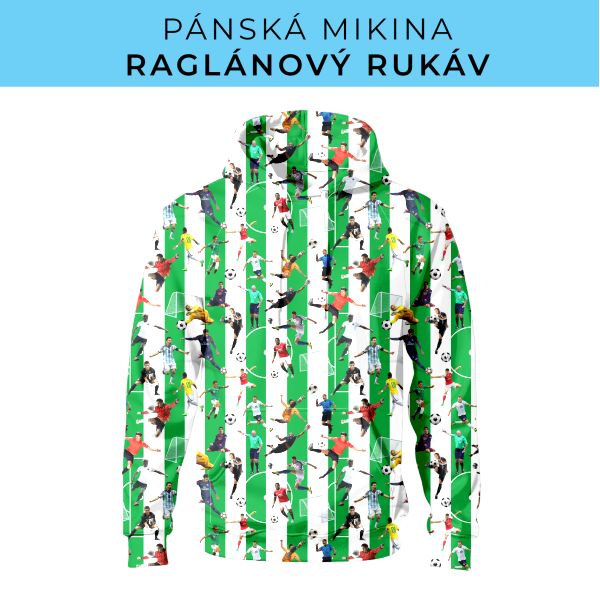 PÁNSKÝ střih - mikina raglan ZÁKLADNÍ s kapucí
