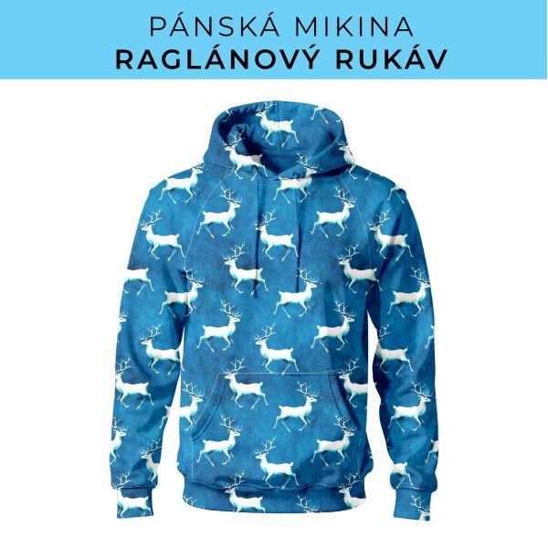 PÁNSKÝ střih - mikina raglan ZÁKLADNÍ s kapucí