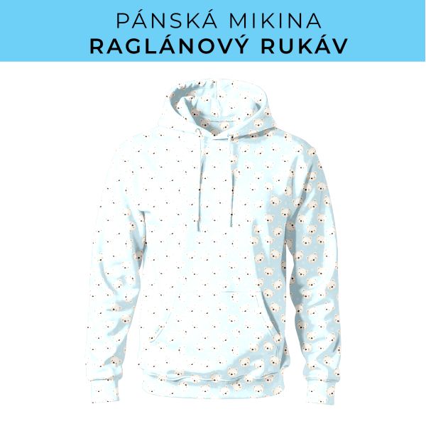 PÁNSKÝ střih - mikina raglan ZÁKLADNÍ s kapucí