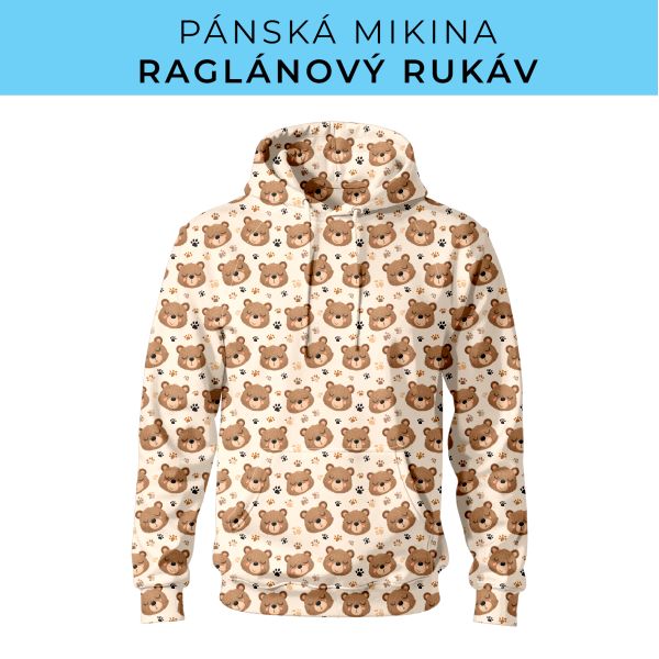 PÁNSKÝ střih - mikina raglan ZÁKLADNÍ s kapucí