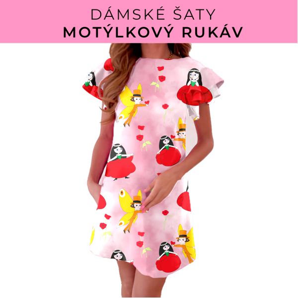 DÁMSKÝ střih - šaty s motýlkovým rukávem