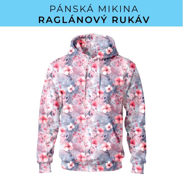 PÁNSKÝ střih - mikina raglan ZÁKLADNÍ s kapucí