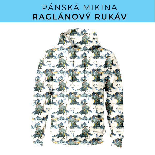PÁNSKÝ střih - mikina raglan ZÁKLADNÍ s kapucí