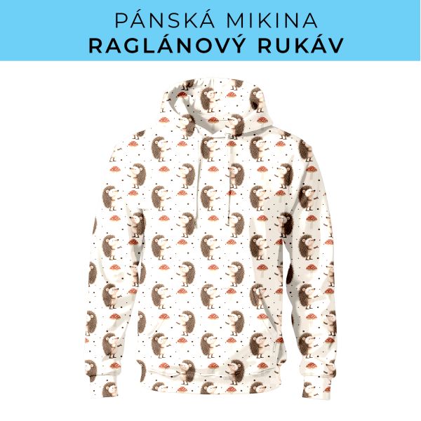 PÁNSKÝ střih - mikina raglan ZÁKLADNÍ s kapucí