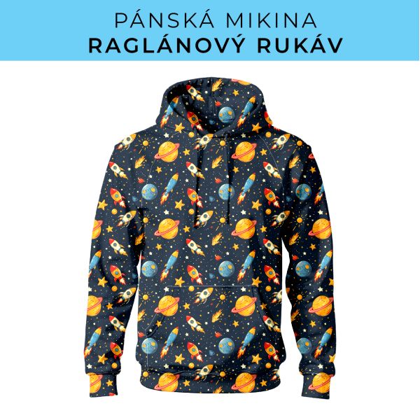 PÁNSKÝ střih - mikina raglan ZÁKLADNÍ s kapucí