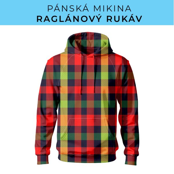 PÁNSKÝ střih - mikina raglan ZÁKLADNÍ s kapucí