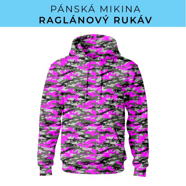 PÁNSKÝ střih - mikina raglan ZÁKLADNÍ s kapucí