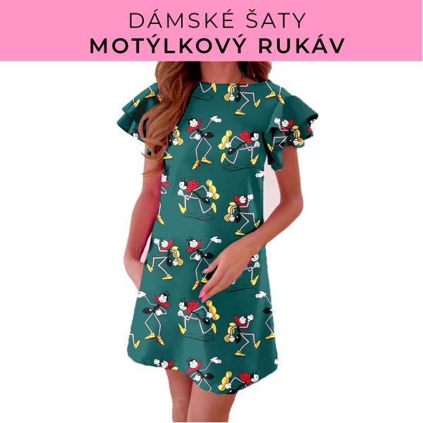 DÁMSKÝ střih - šaty s motýlkovým rukávem