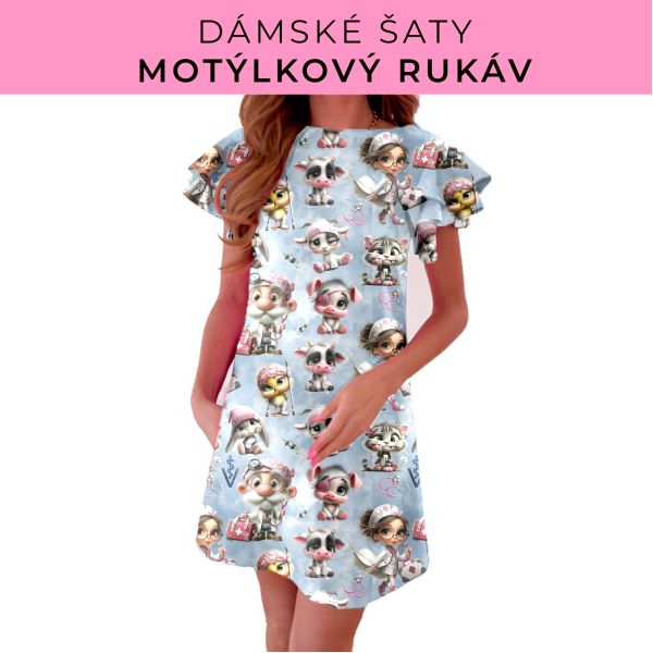 DÁMSKÝ střih - šaty s motýlkovým rukávem