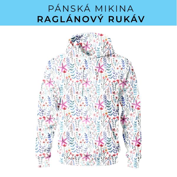 PÁNSKÝ střih - mikina raglan ZÁKLADNÍ s kapucí