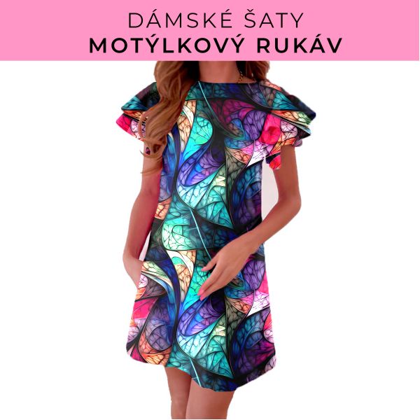 DÁMSKÝ střih - šaty s motýlkovým rukávem