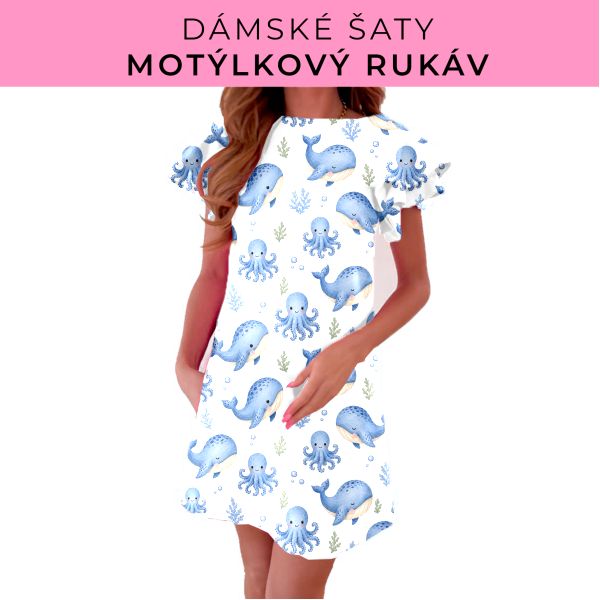 DÁMSKÝ střih - šaty s motýlkovým rukávem