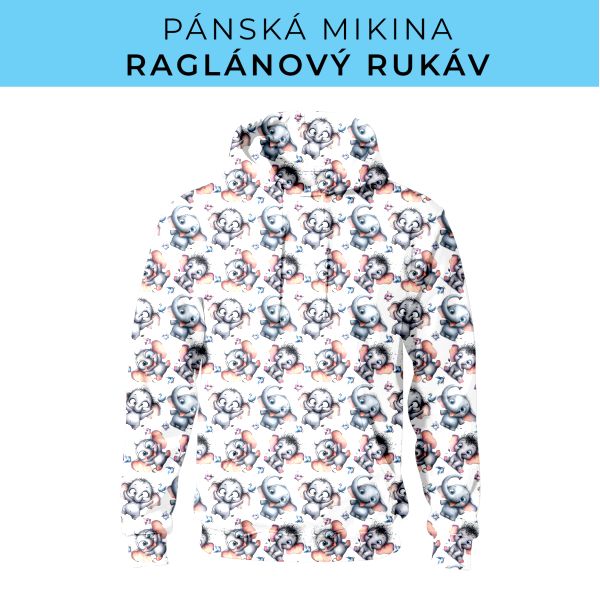 PÁNSKÝ střih - mikina raglan ZÁKLADNÍ s kapucí