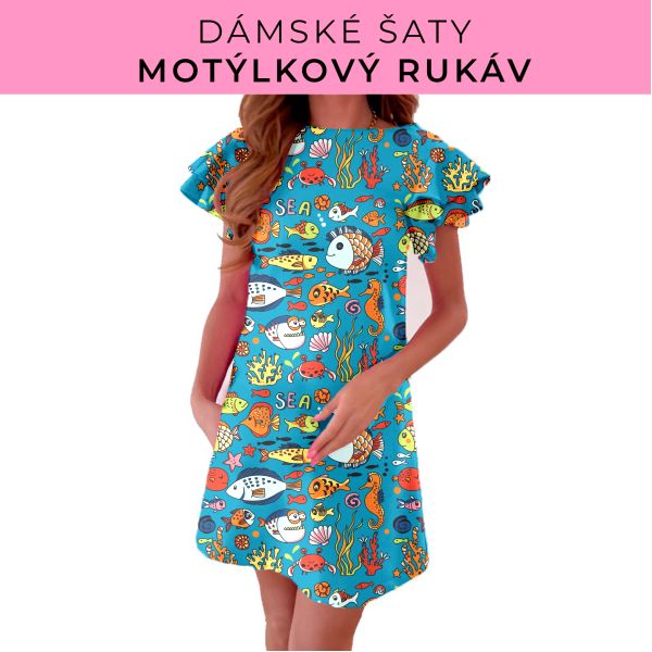 DÁMSKÝ střih - šaty s motýlkovým rukávem