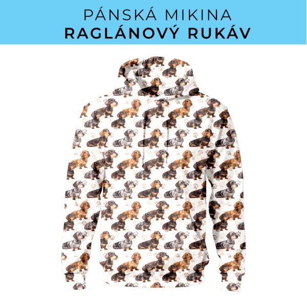 PÁNSKÝ střih - mikina raglan ZÁKLADNÍ s kapucí