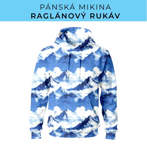 PÁNSKÝ střih - mikina raglan ZÁKLADNÍ s kapucí