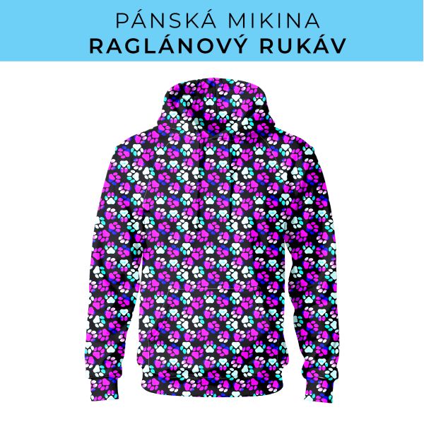 PÁNSKÝ střih - mikina raglan ZÁKLADNÍ s kapucí