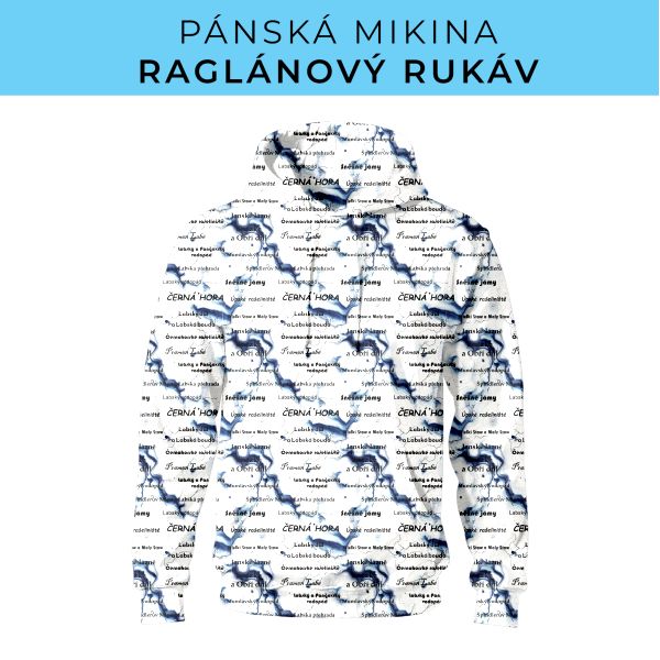 PÁNSKÝ střih - mikina raglan ZÁKLADNÍ s kapucí