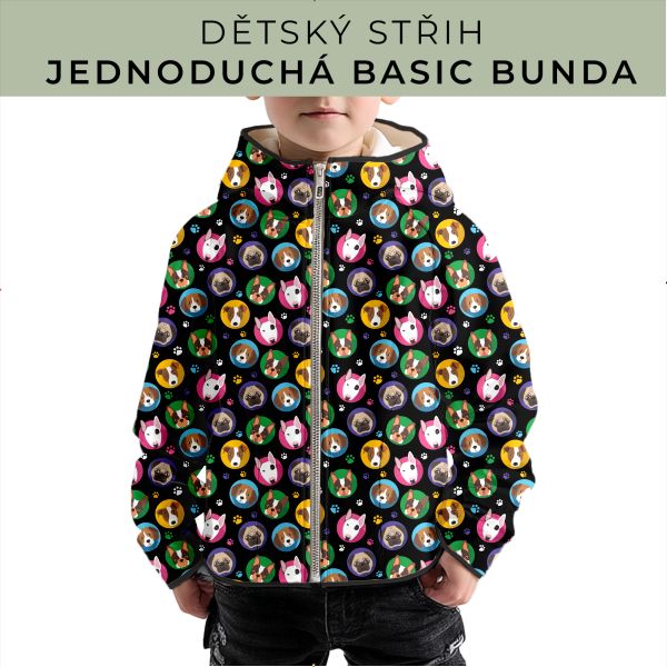 Dětský střih - jednoduchá dětská BASIC  bunda