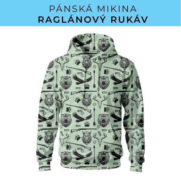 PÁNSKÝ střih - mikina raglan ZÁKLADNÍ s kapucí