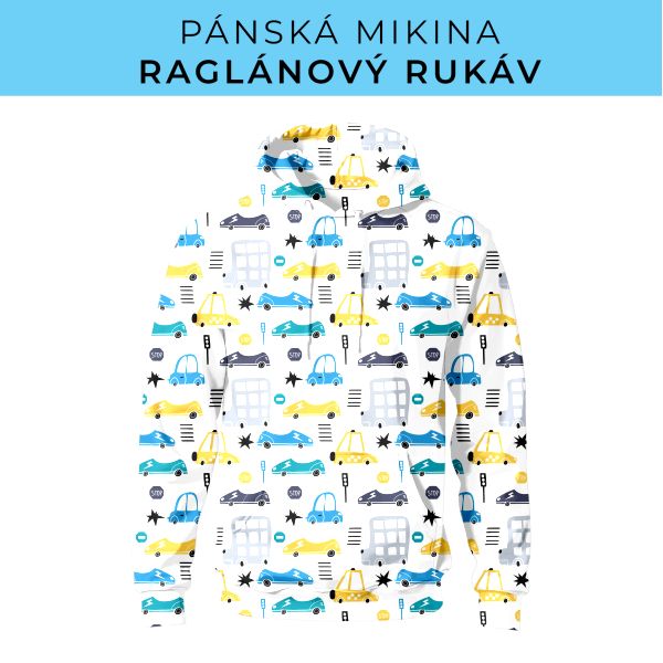 PÁNSKÝ střih - mikina raglan ZÁKLADNÍ s kapucí
