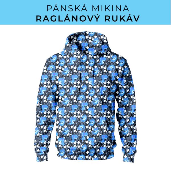 PÁNSKÝ střih - mikina raglan ZÁKLADNÍ s kapucí