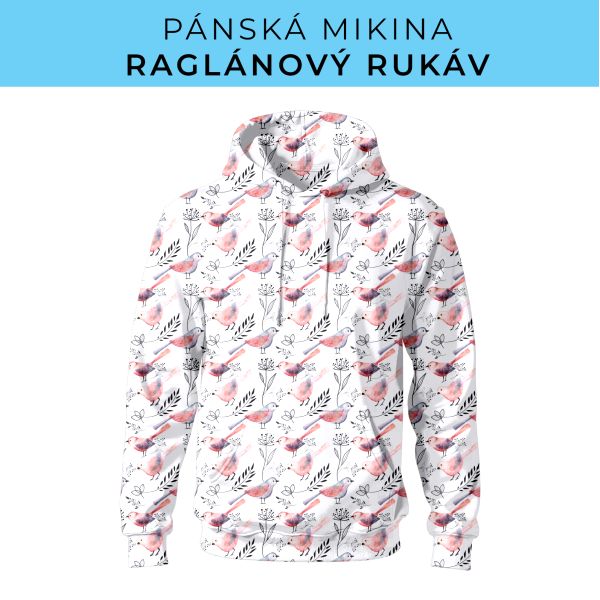 PÁNSKÝ střih - mikina raglan ZÁKLADNÍ s kapucí